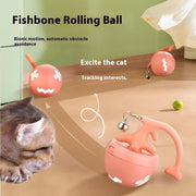 Pets Cat Toys Fishbone Rolling Ball USB Electric Cat Teasing Ball Pet Products - My Store