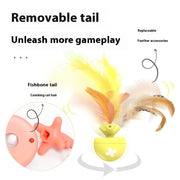 Pets Cat Toys Fishbone Rolling Ball USB Electric Cat Teasing Ball Pet Products - My Store